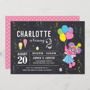 Convite Rua Sésamo   Abby Cadabby Chalkboard Birthday
