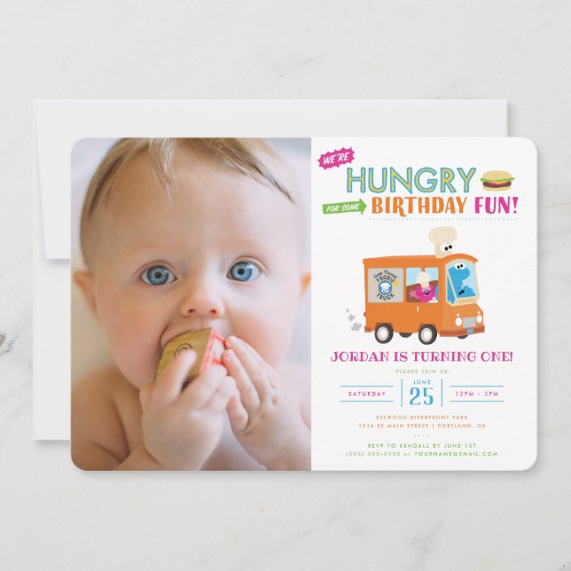 Convite Rua Sésamo | Aniversário do Caminhão de Comida de  (Frente)
