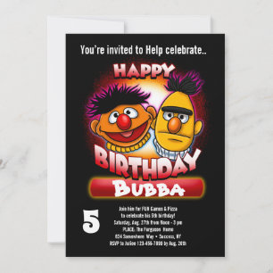 Convite Rua Sésamo Aniversário Temático Bert & Ernie - T