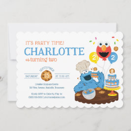 Convite Rua Sésamo | Bolo de Aniversário do Monstro Come-C