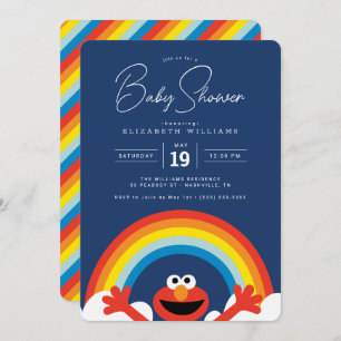 Convite Rua Sésamo   Chá de fraldas Elmo Rainbow Boy