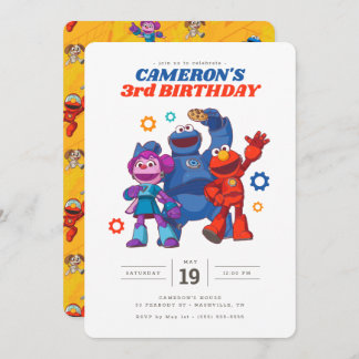 Convite Rua Sésamo | Construtores de Mecha - Aniversário