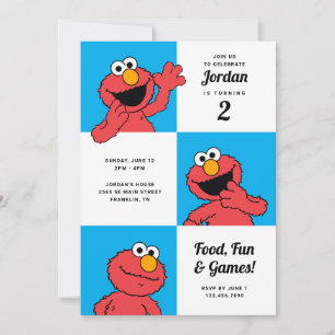 Convite Rua Sésamo - Elmo   Colorblock Aniversário
