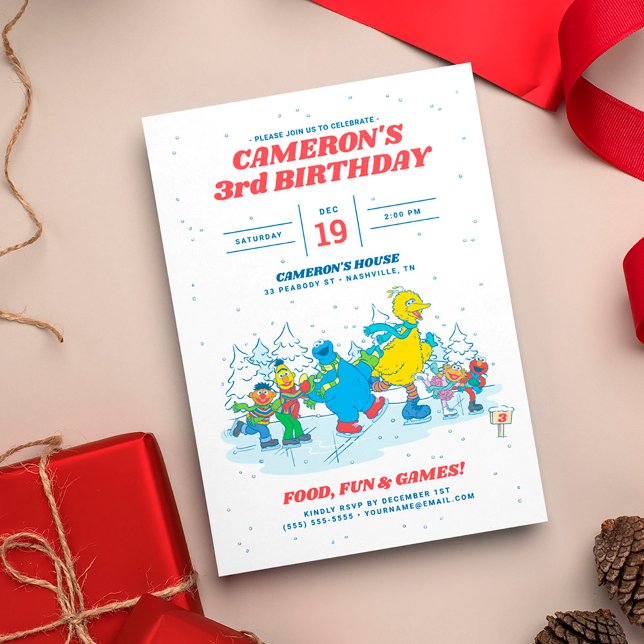 Convite Rua Sésamo | Festa de aniversário de inverno (Criador carregado)
