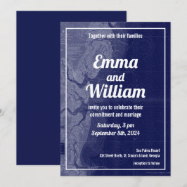 Convite Rua. Simons Island Georgia Vintage Map Casamento