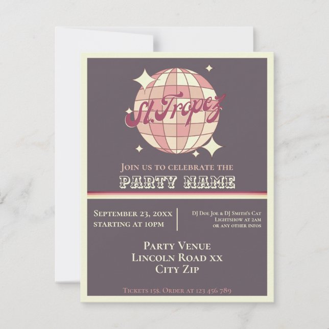 Convite Rua Tropez celebrações da festa de verão tematizad (Frente)