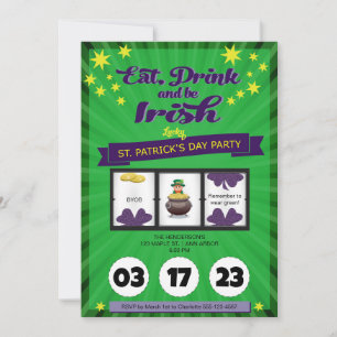 Convite Ruas irlandesas sortudas, festa do dia de Patrick