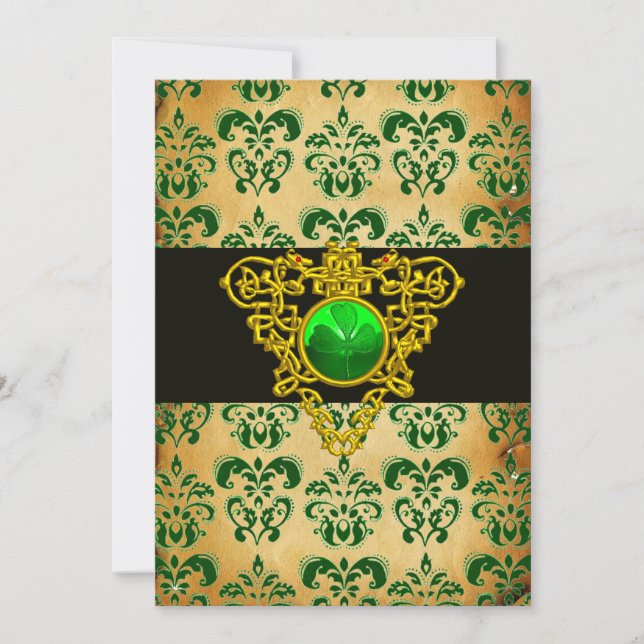 Convite RUAS. PATRICK'S CELTIC HEART Green Damask (Frente)