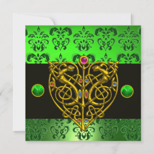 Convite RUAS. PATRICK'S CELTICA HEART Green Damask