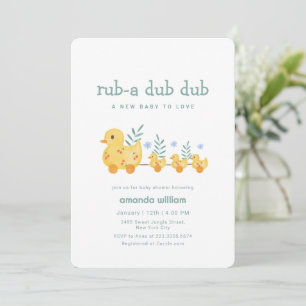 Convite Rub A Dub Dub Cherry Mamãe Pato Churrasco de Bebê