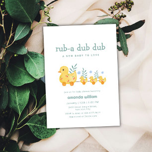 Convite Rub A Dub Dub Cherry Mamãe Pato Churrasco de Bebê