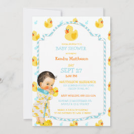 Convite Rubber Duck Ducky Gender Neutral Aqua Yellow