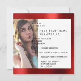 Convite Rubi vermelho da geometria nupcial de Foto do