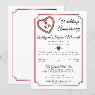 Convite Rubis   Diamantes 40º Festa de Aniversário de Casa