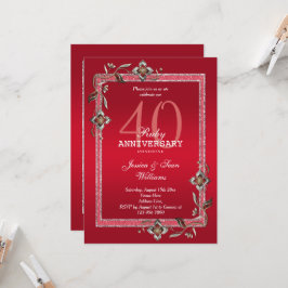 Convite Rubis Gemas Vermelhas & Brilho Rubi 40 Anos de Cas