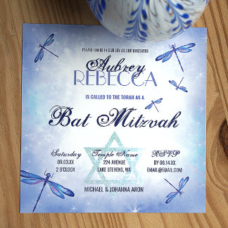 Convite Rubor Azul, Dusty Quente Bat Mitzvah