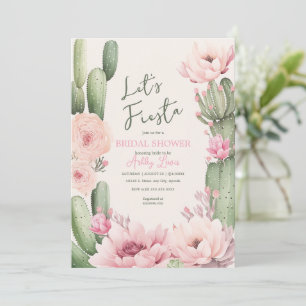 Convite Rubor de Cactus rosa Festa Boho Verdejante Nupcial