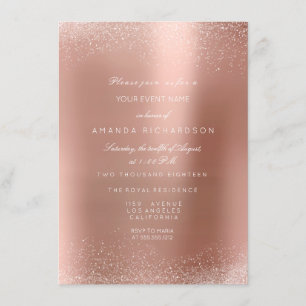 Convite Rubor em Rosa Dourado Brilho Areia Casamento Anive