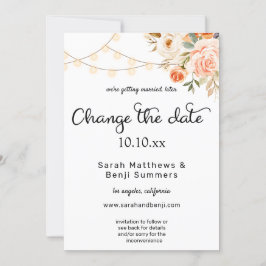 Convite Rubor & Flor de Pêssego & Luzes Muda a Data