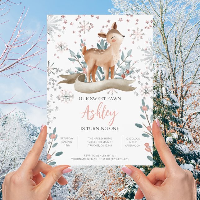 Convite Rubor Floresta de Inverno 1º Aniversário (Criador carregado)
