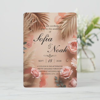 Convite Rubor Romance Tropical 
