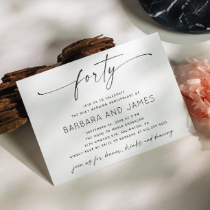 Convite Ruby 40º Aniversário de Casamento   Moderno Minima