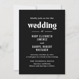Convite Ruby Black Modern Wedding