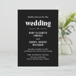 Convite Ruby Black Modern Wedding