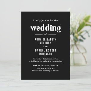 Convite Ruby Black Modern Wedding