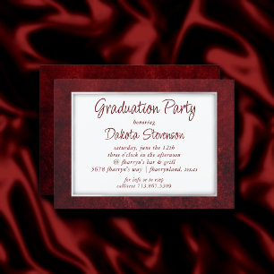 Convite Ruby Crimson Red   Graduação em aquarela clássi