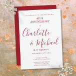 Convite Ruby Elegant Script do 40º aniversário do Casament<br><div class="desc">Apresentando nomes de assinatura de script ruby. Personalize com suas informações especiais de 40 anos de aniversário de rubi em carta chic. Projetado por Thisnotme©</div>
