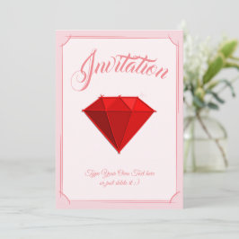 Convite Ruby Gemstone. Jóias. 40 Aniversário de Casamento