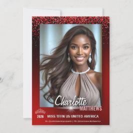 Convite Ruby Glimmer Pageant Promo Card | QR Code