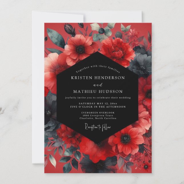 Convite Ruby Moody Anemone Wedding (Frente)