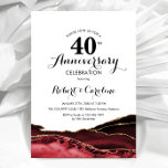 Convite Ruby Red 40º Aniversário<br><div class="desc">Ruby Red 40º aniversário de convite. Elegante design formal com fundo de mármore agado,  fonte falsa de ouro brilhante e script de tipografia. Trendy convida o cartão perfeito para uma comemoração de na moda. Impressos convites Zazzle ou modelo de impressão digital instantânea para download.</div>