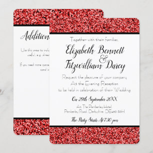 Convite Ruby Red Faux Glitter Noite