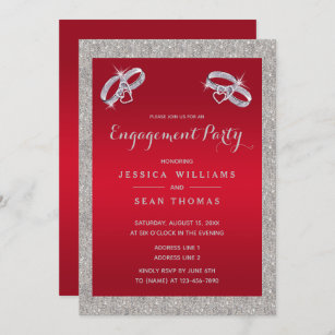 Convite Ruby Red, Festa de noivado de Anéis Prateados Espa