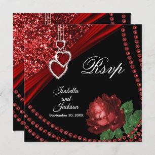 Convite Ruby Red Glitter e Rosa Rsvp