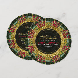 Convite Ruby Red Green - Chá de panela Dourado brilhante