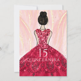 Convite Ruby Red Princess Dress Quinceanera Party