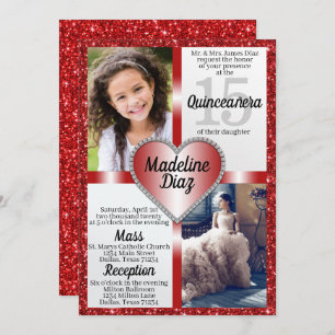 Convite Ruby Red Quinceañera 15 Cumpleaños