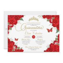 Ruby Rosa vermelha Floral Tiara Butterfly Quincean