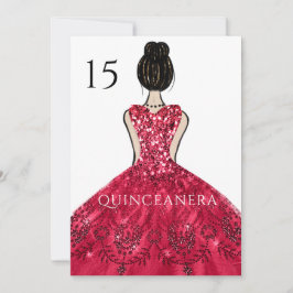 Convite Ruby Sparkle Princess Dress Quinceanera Party