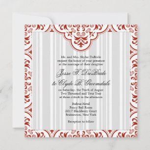 Convite Rufous Wedding Damask DIY