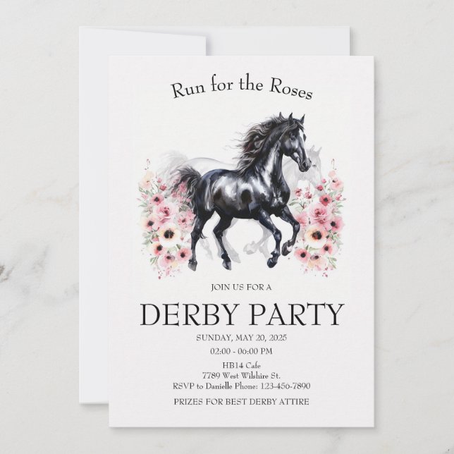 Convite Run for the Roses Derby Party Invitation Elegant H (Frente)