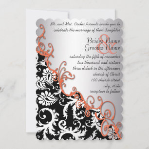 Convite Ruptura de papel castanho russo Damask Tangerine S