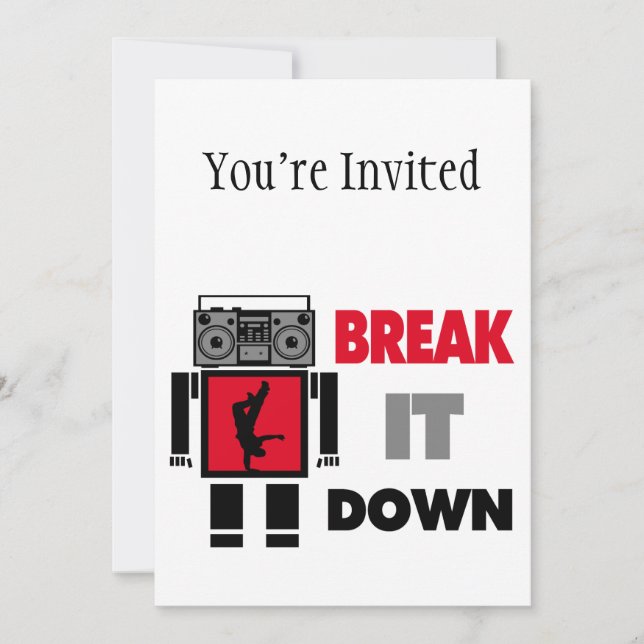 Convite Ruptura do robô de Boombox do menino de B ele para (Frente)