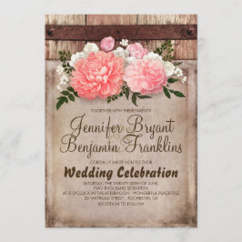 Convite Ruptura floral russa e Casamento outono de madeira
