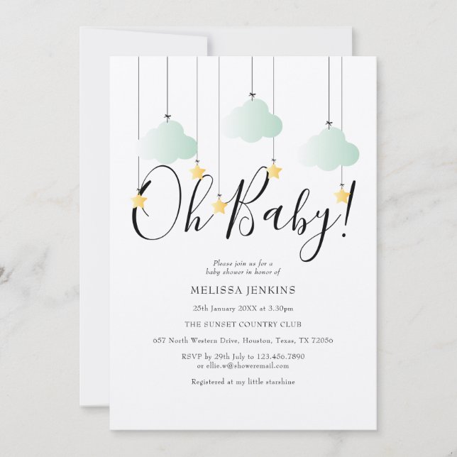 Convite Ruptura Rústica Brile Chá de fraldas Bebê (Frente)