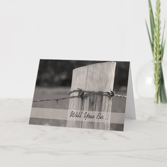 Convite Rural Fence Post Will You Be My Groomsman Invite (Frente)